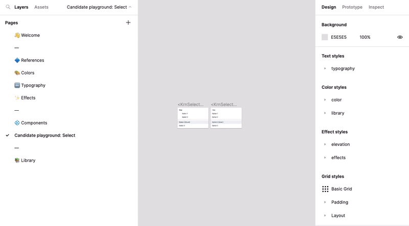 Creating a shareable Figma library with a design system adapted from MUI components.