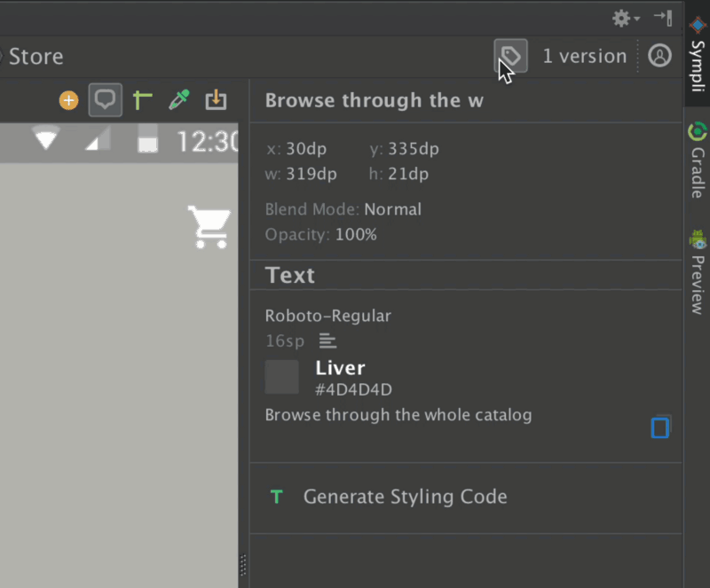 Tag screens in Sympli for Android Studio