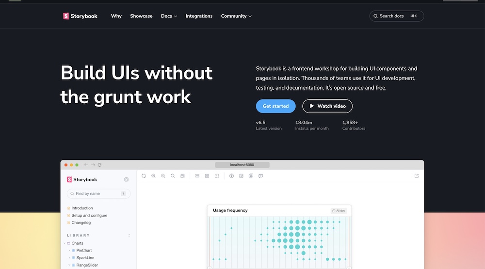 Storybook homepage for developers managing design systems.