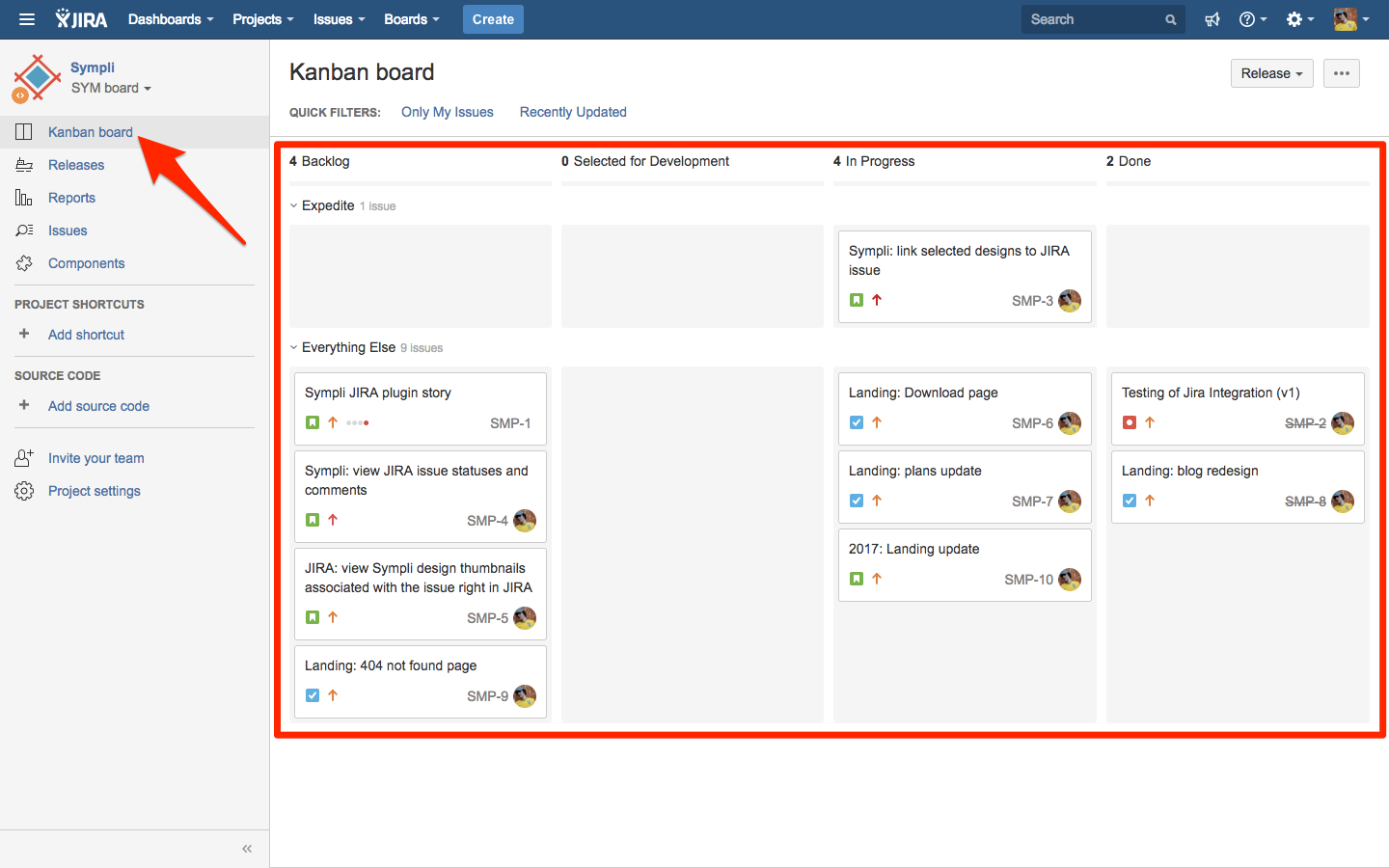 Kanban-style board